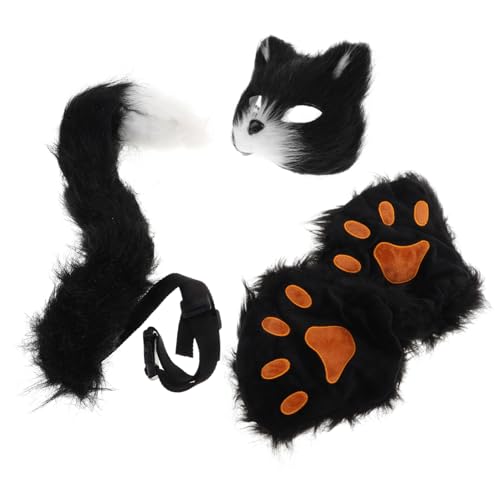 Milisten Flauschige Tiermasken Set für Halloween Halbe Gesichtsmaske Plüschhandschuhe Kostümzubehör für Karneval und Rollenspiele Komfortabel und Vielseitig für Verschiedene Anlässe von Milisten
