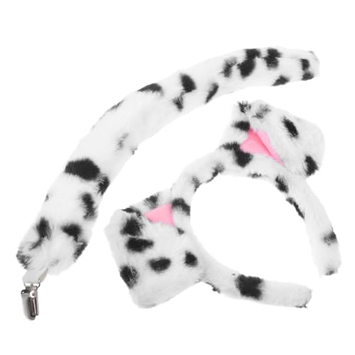 Milisten Fluffy Dalmatiner Hundeohren Stirnband mit Kuscheliger Haarschmuck für Mädchen Niedliches Cartoon Animal Cosplay Zubehör für Halloween und Themenpartys von Milisten