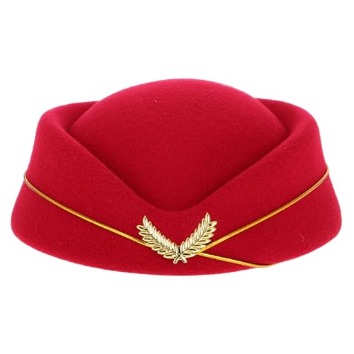 Milisten Flugbegleiterin Hut Filz Verstellbare Baskenmütze für Cosplay Halloween und Bühnenauftritte Tiefrot Elegantes Design Optimale Passform Handwerkskunst Milisten Flugbegleiterin Hut Filz Verstellbare Baskenmütze für Cosplay Halloween und Bühnenauftritte Tiefrot Elegantes Design Optimale Passform Handwerkskunst von Milisten