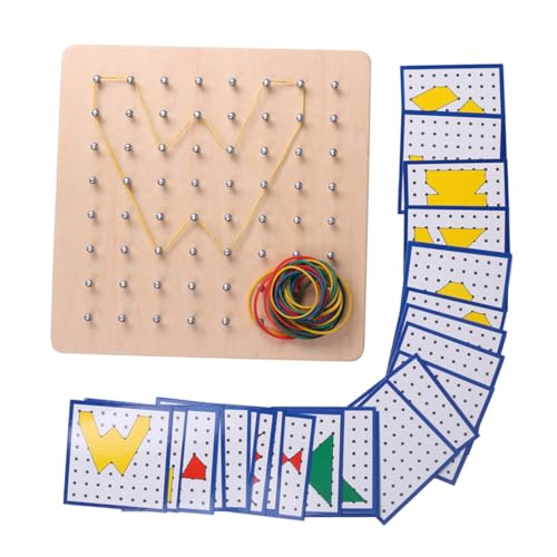 Milisten Geometrisches Nagelbrett aus Holz Pädagogisches Kognitiven Entwicklung bei Kindern Verschiedenen Geometrischen Formen und Mustern für Kreatives Lernen von Milisten