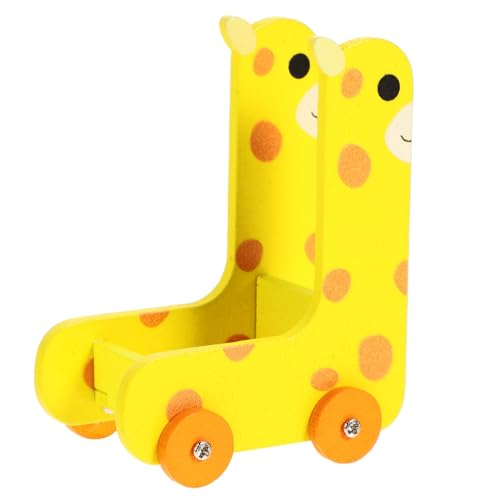 Milisten Giraffe Storage Cart Puppenhauswagen Mini-aufbewahrungswagen Puppenhaus-aufbewahrungswagen Schubkarre Mini Möbelartikel Mini-Trolley-möbel Mini-Wagen-lagerregal Hölzern Gelb von Milisten