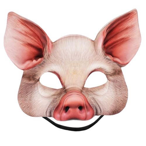 Milisten Halbgesichts Schweinemaske aus EVA Leichte Stabile Tierkostüm-maske für Erwachsene Atmungsaktiv Langlebig für Halloween Karneval Cosplay und Themenpartys von Milisten