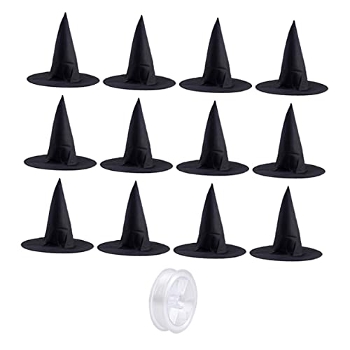 Milisten Halloween Cosplay Hexenhüte aus Oxfordstoff Spitze Schwarze Festival Hüte Leicht und Dekorativ für Erwachsene für Party und Außendekoration von Milisten