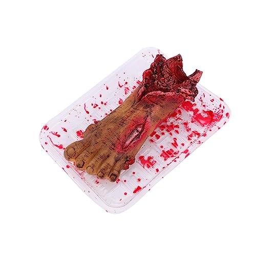 Milisten Halloween Dekoration Bloody Foot mit Schüssel Gruseliges Streichspielzeug für Halloween Feiern und Schaurige Deko von Milisten
