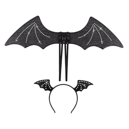 Milisten Halloween Fledermausflügel Kostüm Set mit Haarreif Einzigartiges Zubehör für Kostümpartys Cosplay und Auftritte Bequem und Flexibel für Erwachsene für Unvergessliche Halloween von Milisten