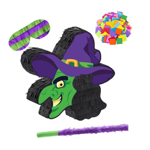 Milisten Halloween Hexen-piñata mit und Augenbinde Inklusive Papierkonfetti Mexikanische Partydeko für Geburtstags Halloween-spiele Vielseitige Wand Decken-dekoration von Milisten