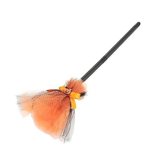 Milisten Halloween Hexenbesen Deko Orange Cosplay Requisit für Party Bühne Stabile Langlebige Halloween Dekoration mit Bezauberndem Design und Stimmungsvollem Duft von Milisten