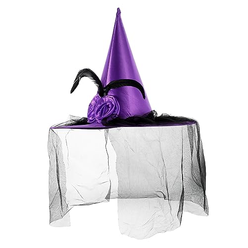 Milisten Halloween Hexenhut mit Breiter Krempe Violetter Netzstoff mit Rosenverzierung Leichtes Cosplay Zubehör Bequem Waschbar Langlebig für Halloween Party und Kostümfeier Milisten Halloween Hexenhut mit Breiter Krempe Violetter Netzstoff mit Rosenverzierung Leichtes Cosplay Zubehör Bequem Waschbar Langlebig für Halloween Party und Kostümfeier von Milisten
