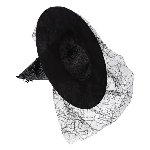 Milisten Halloween Hexenhut mit Spitze und Spinnenmotiv Elegantes Kostümzubehör für Halloween Feiern Leicht und Komfortabel für Cosplay und Themenpartys von Milisten