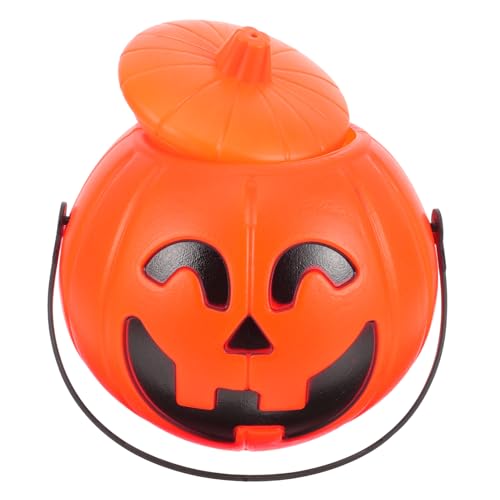 Milisten Halloween Kürbis Eimer für Tragbarer Süßigkeitenbehälter mit Deckel Lustiger Halloween Party Candy Jar für und Dekoration von Milisten