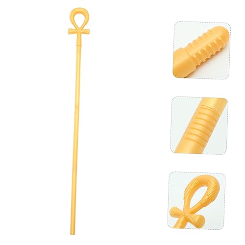 Milisten Halloween Pharaoh Kunststoffstab Goldfarbenes Königsstäbe Cosplay Kostüm Requisite für Party Karneval Maskerade und Bühnenauftritte von Milisten