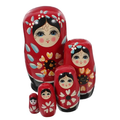 Milisten Handgefertigte Teilige Handbemalte Russische Holzpuppen mit Verschiedenen Dekorativ und Pädagogisch für Raum und Größenerkennung in Rot Milisten Handgefertigte Teilige Handbemalte Russische Holzpuppen mit Verschiedenen Dekorativ und Pädagogisch für Raum und Größenerkennung in Rot von Milisten
