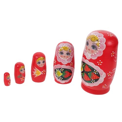 Milisten Handgefertigtes Holzset Russischer Matroschka Puppen Fünf-lagiges Handbemaltes Erdbeer-mädchen Nesting Doll Set Bunte Stapelspielzeuge für Festliche Tischdekoration Milisten Handgefertigtes Holzset Russischer Matroschka Puppen Fünf-lagiges Handbemaltes Erdbeer-mädchen Nesting Doll Set Bunte Stapelspielzeuge für Festliche Tischdekoration von Milisten
