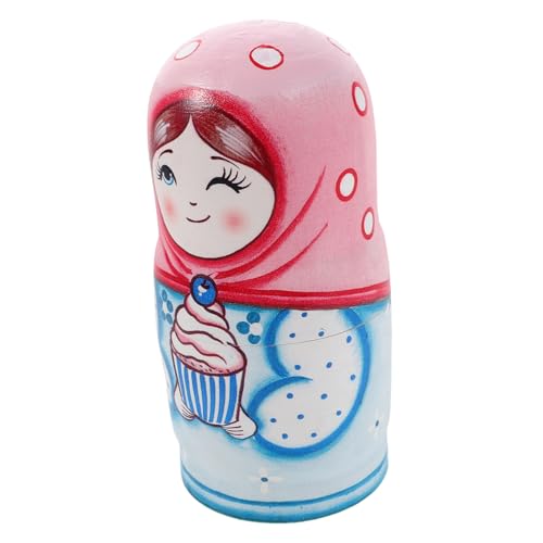 Milisten Handgemachte Russische Nesting Dolls Lagig Holzspielzeug für Handbemalte Puppen Fördert Logisches und Feinmotorik Kompakt Reisetauglich Traditionelle Dekoration von Milisten