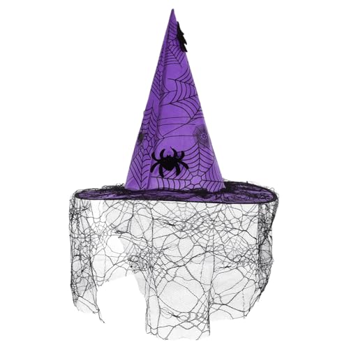 Milisten Hexenhut für Halloween Eleganter Kostüm Hut mit Spinnen Design Wiederverwendbar für Partys und Cosplay Deko für Unvergessliche Feiern von Milisten