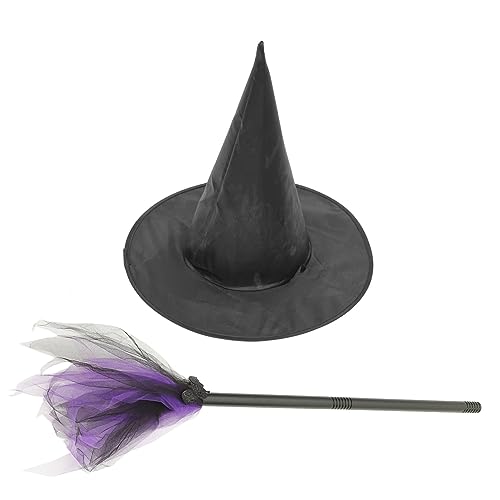 Milisten Hexenhut und Besen Verstellbarer Halloween Hexenbesen Kostümzubehör für Halloween Party Cosplay Teiliges Set mit Besen und Basis Hexenhut Milisten Hexenhut und Besen Verstellbarer Halloween Hexenbesen Kostümzubehör für Halloween Party Cosplay Teiliges Set mit Besen und Basis Hexenhut von Milisten