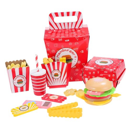 Milisten Holz Fast Food Set Realistische Burger und Pommes für Sicheres und Langlebiges für Kreative Rollenspiele der Küche von Milisten