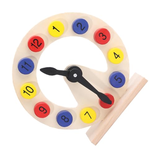 Milisten Holz Lernuhr aus Umweltfreundlichem Material Buntes Zahlen Design Kognitive für Kleinkinder Jungen und Mädchen Pädagogisches Holzspielzeug zur Zahlen und Farberkennung von Milisten