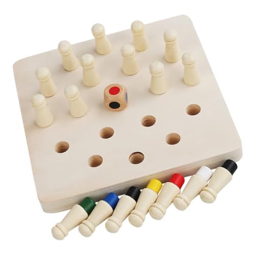 Milisten Holz Memory Schachspiel Lernspielzeug für Erwachsene Pädagogisches Intelligenz Logiktrainingsspiel Familienfreundliches Gedächtnistraining mit Farbigem Kleinem Schachbrett von Milisten