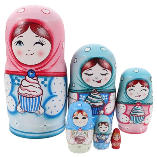Milisten Holz Russische Nesting Dolls Lagiges Handgefertigtes Set Traditionelle Holzspielzeuge Leicht Tragbar Pädagogisch für Familie und Reise von Milisten