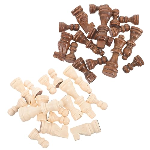 Milisten Holz Schachfiguren Set Internationales Schachspiel Zubehör Natürliches Material Stabil und Wiederverwendbar Kompaktes Reise Schachspiel für Intelligenzförderung und Freizeitspaß von Milisten