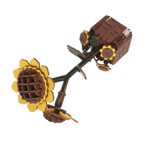 Milisten Holzblumen Puzzle Sonnenblumen Bouquet DIY Pflanzenmodell Bausatz Tischdeko Handwerkskunst für Wohn Bürodekoration von Milisten