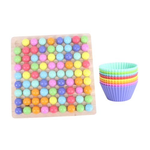 Milisten Holzperlen Buntes Ballpuzzle Lernspielzeug Interaktiv Eltern Junge Mädchen Spiel Farbenerkennung und Denkvermögen für Jungen Mädchen von Milisten
