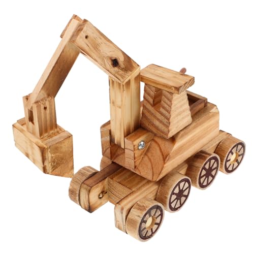 Milisten Holzspielzeug Bagger für Miniatur Excavator Modell mit Detailliertem Design Interaktive Funktionen für Kreatives für Kleinkinder und Sammler von Milisten