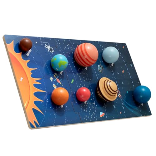 Milisten Holzspielzeug Planetenpuzzle für Ab Jahren Montessori Lernspielzeug mit Großen Planeten Kognitive Holzbausteine Kreativität Feinmotorik und Weltraumwissen von Milisten