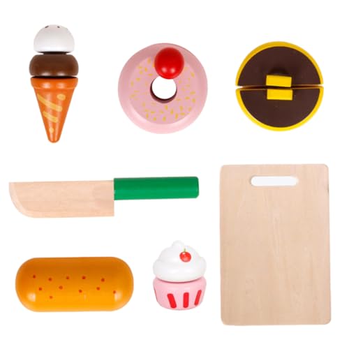 Milisten Holzspielzeug Schneide Set für Realistische Dessert Simulation Fördert Kreativität und Hand Auge Koordination Spielküchen und Rollenspiele von Milisten