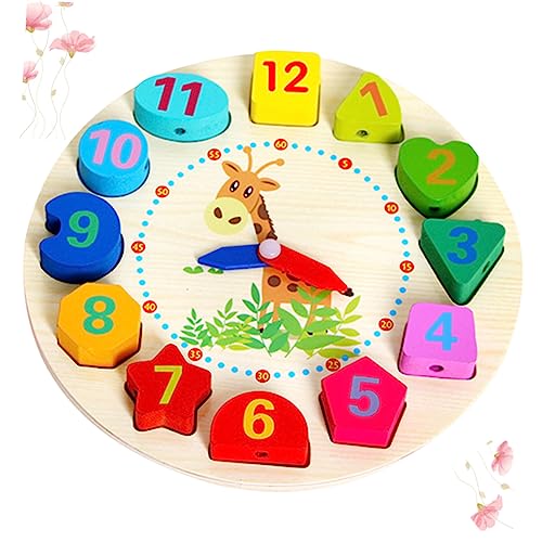 Milisten Holzuhr mit Holzperlen Lernuhr für Pädagogisches Mathematik und Fantasie für Kinderzimmer Morgenroutine von Milisten
