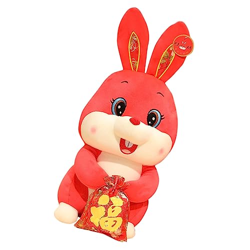 Milisten Jahreszeitliches Kuscheltier Hase mit Chinesisches Neujahrsdekor Plüschmaskottchen Leichtes Handliches Stofftier als für Familie und Freunde von Milisten