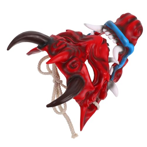 Milisten Japanische Halloween Maske Dämonenmaske mit Hörnern Leichte und Atmungsaktive Cosplay Gesichtsmaske Verstellbarer Gummizug Unisex für Kostümpartys und Gruselige Events von Milisten