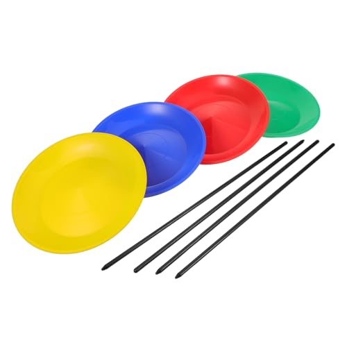 Milisten Jonglier Teller Set mit Handstäben Buntes Kunststoff Zirkus Spin Plate Kit für Geschicklichkeitstraining Langlebige Jonglierplatten für Anfänger und Bühnenperformance von Milisten