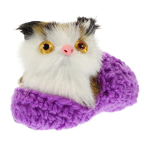 Milisten Katzenschmuck Katze Kuscheltier Plüsch knuddelig für kinderspielzeug Katzenliebhaber Dekoration realistische Kuscheltiere Katze selber Machen Garn Violett von Milisten