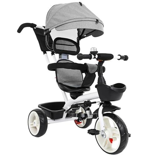 Milisten Kinderdreirad mit Sonnenschutz Verstellbar für Kleinkinder Jahre Leichter Robuster Kinderwagen mit Modischem Design für Ausflüge und Sicheren Fahrspaß von Milisten