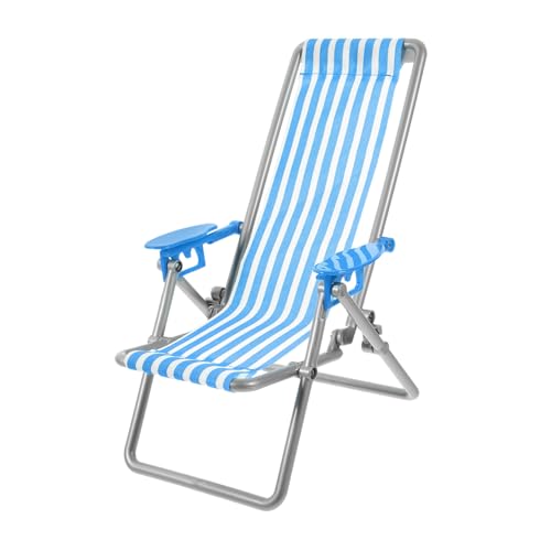 Milisten Klappstuhlspielzeug Kompakt Modern Mini Puppe Falten Stranddekorationen Möbel Szene Zubehör Einrichtung Eines Strandzimmers Klein Für Winzig Küsten Stoff Blue von Milisten