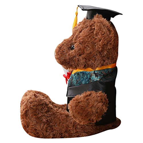Milisten Kuscheltier Bär Plüschspielzeug zur Graduierung Süßes Abschlussgeschenk für Studenten Tiefbraun mit Gelber Krawatte Niedliches Souvenir für Dekoration und Spiel von Milisten