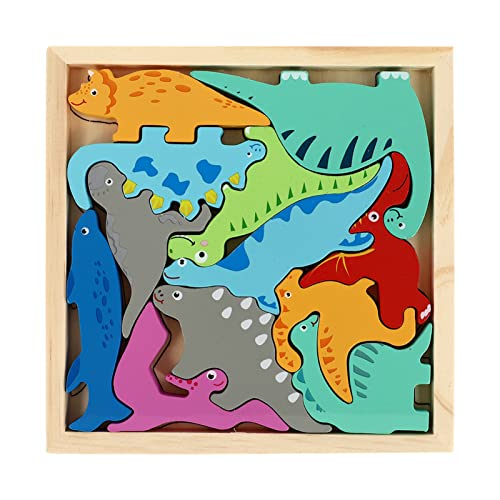 Milisten Lernen Dinosaurier- Für Mädchen Kleinkindpuzzle Für Den Haushalt Hand-Auge-koordinationsspielzeug Rätsel Montessori- Für Kleinkinder Holz von Milisten