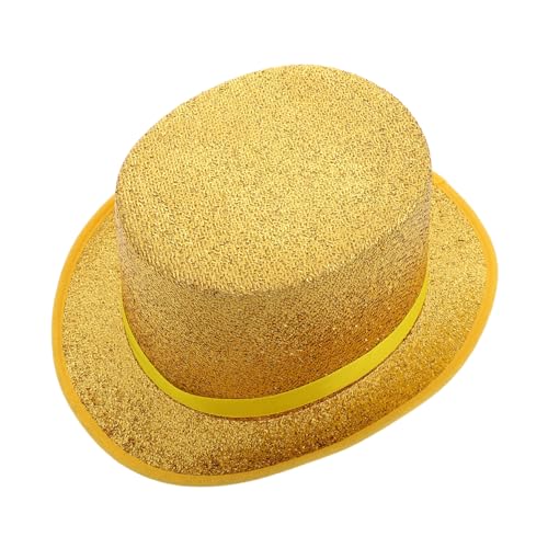 Milisten Magierhut Kostüm Ringmeister Hut Gold Top Hut Tall Victorian Tuxedo Kostümhut Für Halloween Dress Up Cosplay Party Accessoires von Milisten