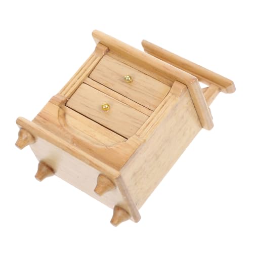 Milisten Maßstab Handgefertigtes Puppenhaus Möbel Zubehör Doppellagiger Schrank in Naturholzfarbe für Puppenhaus Schlafzimmer Dekor und Bastelminiaturen von Milisten