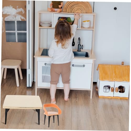 Milisten Maßstab Holz Esstisch mit Essstühlen und Hochstuhl Realistische Puppenhaus Accessoires für DIY Dekoration Milisten Maßstab Holz Esstisch mit Essstühlen und Hochstuhl Realistische Puppenhaus Accessoires für DIY Dekoration von Milisten
