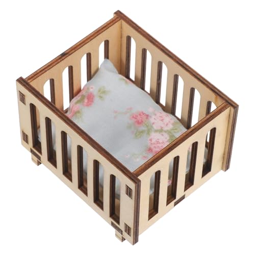 Milisten Maßstab Holz Puppenhaus Krippe mit Bettwäsche Handgefertigt Detailreich Robust Geeignet als Dekoration für Kinderzimmer und Bastel-Szene von Milisten