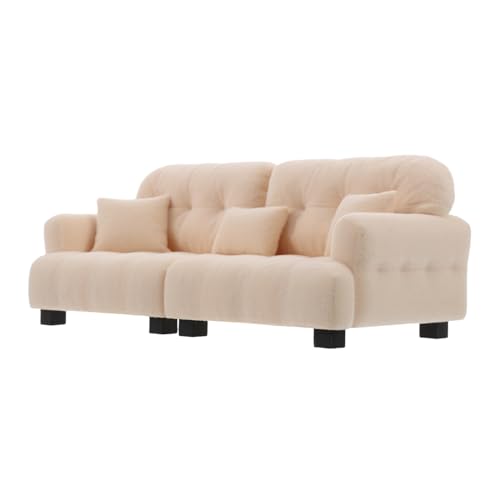Milisten Maßstab Plüsch Miniatur Möbel Couch für Puppenhaus Wohnzimmer Cremefarbene Miniatur Möbel für Kinderzimmer und Dekoration von Milisten