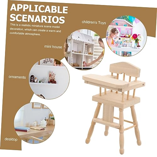 Milisten Maßstab Realistischer Holz Hochstuhl für Puppen Kompakt Leicht Glatte Oberfläche Niedliches Design als Puppenhaus Zubehör von Milisten
