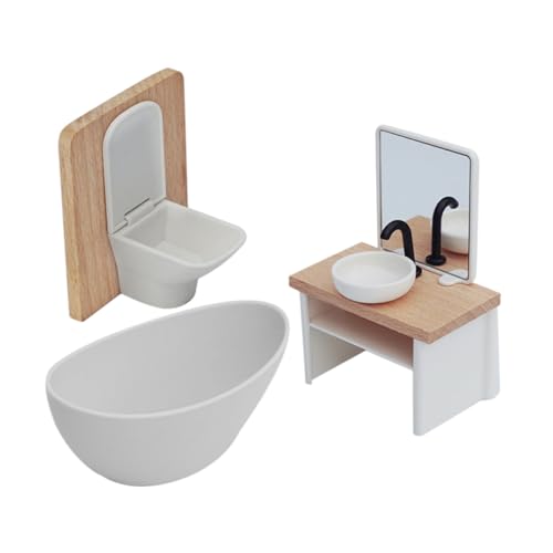 Milisten Maßstab Realistisches Puppenhaus Bad mit Dusche Waschbecken Toilette Miniatur Badezimmer Ausstattung für Spiel und Dekoration Milisten Maßstab Realistisches Puppenhaus Bad mit Dusche Waschbecken Toilette Miniatur Badezimmer Ausstattung für Spiel und Dekoration von Milisten