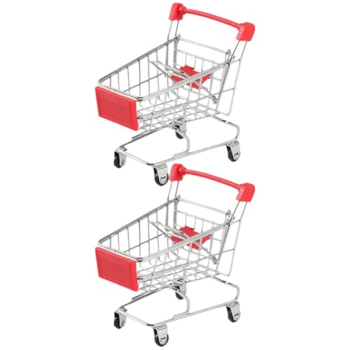 Milisten Mini-Einkaufswagen, 2 Stück, Spielzeug-Einkaufswagen, Aufbewahrung für Kleinigkeiten, rot, 11.5x8.5x12CM von Milisten