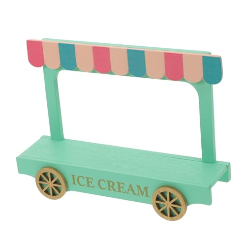 Milisten Mini Holz Eiswagen Puppenhaus Dekoration Bruchsicheres Miniatur Detailreiches Design Realistischer Eiswagen für Miniaturfans Holzspielzeug Zubehör von Milisten