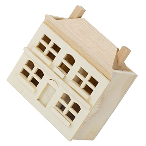 Milisten Mini Holzhaus für Garten Deko Puppenhaus DIY mit Natürlicher Holzfarbe für Miniaturgarten und Partydekoration von Milisten