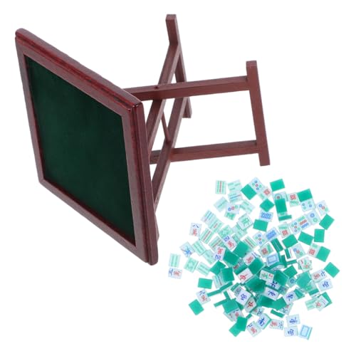 Milisten Mini-Mahjong-Tisch Möbelmodell Puppenhaus aus Holz Puppenhaus Küchenmöbel Puppenstuhl und Tisch Puppenhaus-Miniaturen Puppenhaus-Möbeltisch Mini-Puppenhausmöbel Holzstuhl Mini Harz von Milisten